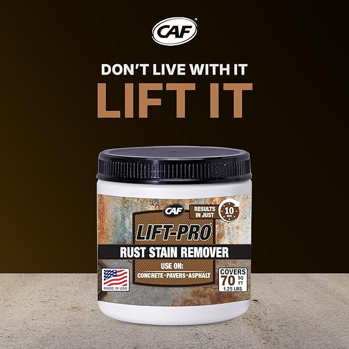 CAF Lift Pro Rust Stain Remover Concentrate for Concrete Pavers Brick Tile and Grout Outdoor Natural Cleaner Powder Makes 1 Gallon No Scrub Rust Remover for Driveway Patio and Asphalt Surfaces