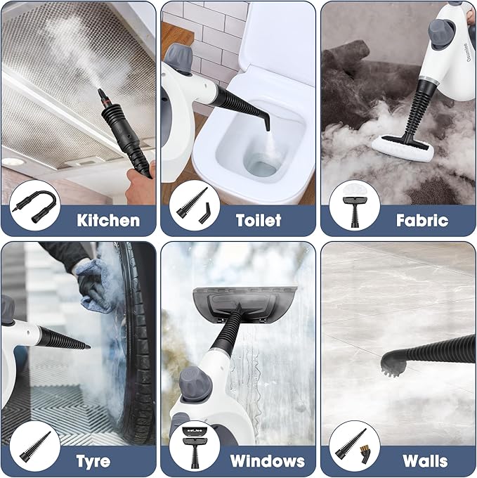 Pressurized Handheld Steam Cleaner with 14 pcs Accessories 15.2OZ Multi-Purpose Portable Steamer for Cleaning Multi-Surface Steamer for Home Floor Grout