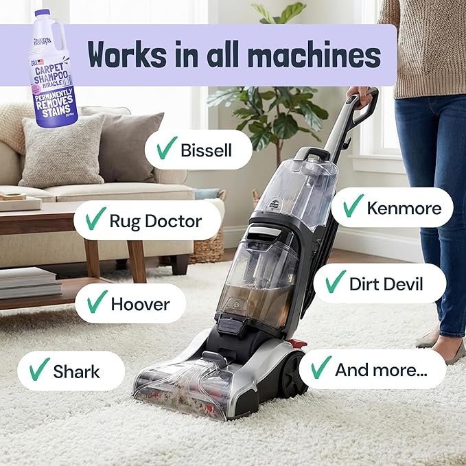 Sunny &amp Honey Carpet Cleaner Solution - Deep Stain Remover &amp Odor Deodorizer - Pet Carpet Cleaner &amp Rug Shampoo (32 Fl Oz Light Lavender)