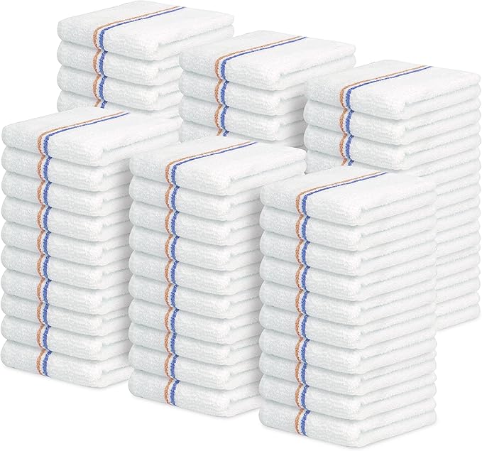 Avalon Towels Terry Bar Mop Towels (Value Pack of 60) Size 16x19 – Absorbent and Durable Multipurpose Cleaning Rags Cotton Cleaning Cloths Terry Cloth Rags Reusable Shop Rag