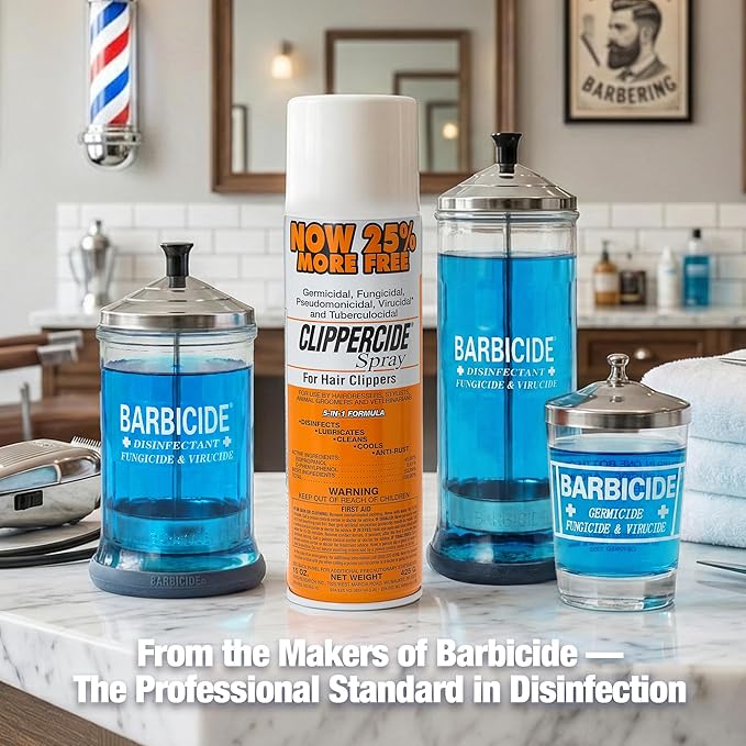 CLIPPERCIDE 5-in-1 Clipper Disinfectant Spray 15oz 3 Pack | Cleans Lubricates Cools Prevents Rust &amp Disinfects | Professional Clipper Spray for Barbers Stylists &amp Pet Groomers | Made by B