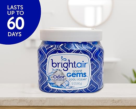 Bright Air Scent Gems For Small to Medium-Size Spaces Cool &amp Clean Scent 12 oz. Each Case of 6 Odor Eliminator &amp Air Freshener Natural Essential Oils Lasts Up to 45 Days Each