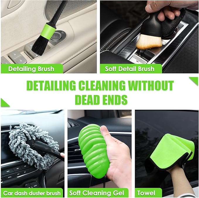 Viewsun 30pcs Car Cleaning Kit Car Interior Detailing Kit with High Power Handheld Vacuum Detailing Brush Set Windshield Cleaner Cleaning Gel Complete Auto Accessories for Men Women