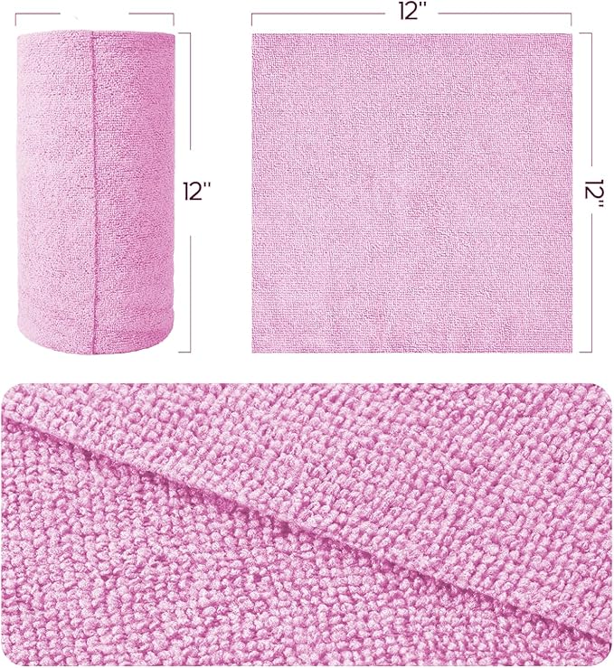 Multi-Purpose Cleaner 2X Concentrated Faboluso Value Pack 210 FL OZ Makes 1.64 Gallons Bundle with Premium Microfiber Cleaning Cloth Roll 75 Sheets (Pink)