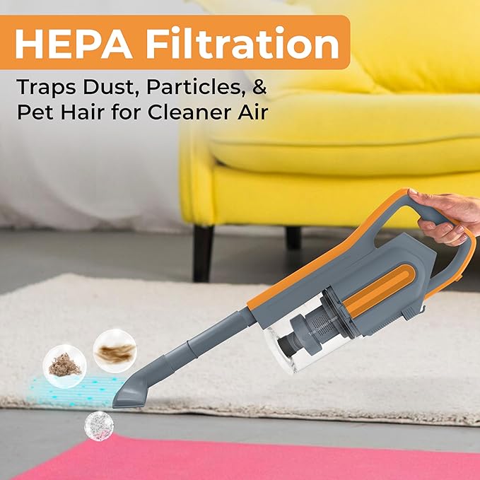 Koblenz Atlas Stick Vac 3-in-1 Cyclonic Vacuum Cleaner HEPA Filtration 600W Motor 1 L Dust Cup Long Corded Stick Vacuum for All Surfaces SVK-160