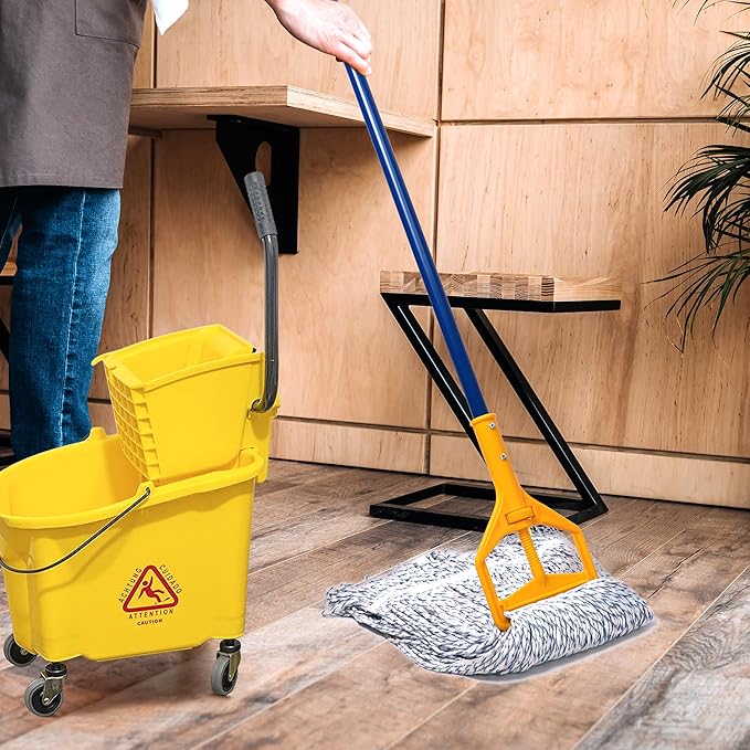 Matthew Cleaning Looped-End Pack of 12 Cotton1.25'' Universal Headband Heavy Duty Commercial Mop Head Replacement for Indoor&ampOutdoor UseGrease Stain Floor Cleaning String Mops Head Refill