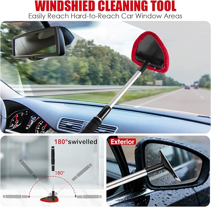 Viewsun 17PCS Car Cleaning Kit Red Car Interior Detailing Kit with High Power Handheld Vacuum Detailing Brush Set Windshield Cleaner Cleaning Gel Complete Auto Accessories for Women Girls Gift