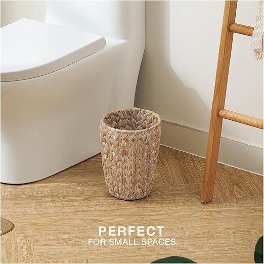 2-Pack White Wicker Trash Cans