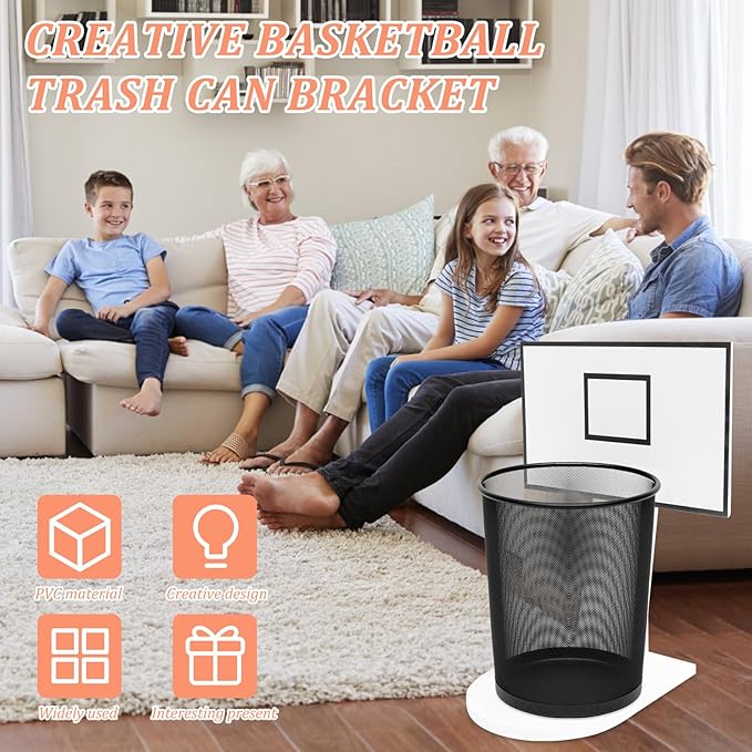 Basketball Hoop Trash Can Basketball Trash Can Holder Net Garbage Waste Basket Bin Fun Throwing Basketball Hoop Laundry Basket for Boys Room Decor Office Gym Party Gifts