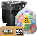 Tasker 95-100 Gallon Clear Trash Bags Heavy Duty | 25 Bags | Extra Large 96 Gallon Trash Bags Large Clear Can Liners Large 90 Gal 95 Gal 96 Gal100 Gallon Heavy Duty Trash Can Liners