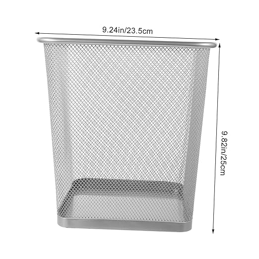 Alipis Square Metal Wastebasket Sturdy Iron Frame Black Mesh Design Trash Can for Home and Office Compact Size for Office Use and Waste Disposal