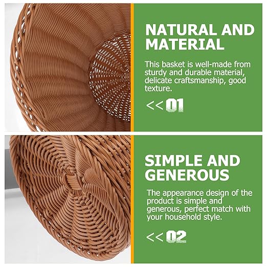 Woven Rattan Trash Basket Sundries Storage Container 29X29Cm Handmade Rattan Wastebasket for Home Office Bathroom Bedroom Without Lid Random Color Random Color