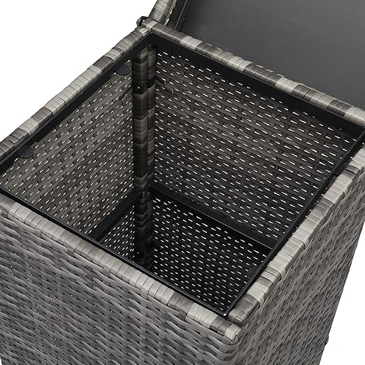 Henf 24-Gallon Outdoor Rattan Trash Can Wicker Waste Basket with Lid Corner Wastebasket Trash Bin w/Sturdy Metal Frame for Poolside Backyard Patio Kitchen