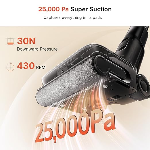 roborock F25 ACE Pro Foam Wet Dry Vacuum Cleaner Cordless Vacuum Mop 25000Pa Foam Spray Mop 203°F Self-Cleaning Hard Floor Cleaner Machine for Tile Hardwood Floor Gentle Cleaning 180° Lie Flat