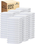 GOLD TEXTILES 480 Pack Economy White Washcloths Set (12x12 inches) - Cotton Blend Commercial Grade Cleaning Rags Quick Drying &amp Soft Face Cloths Fingertip Towels for Bathroom Spa Gym and Kitc