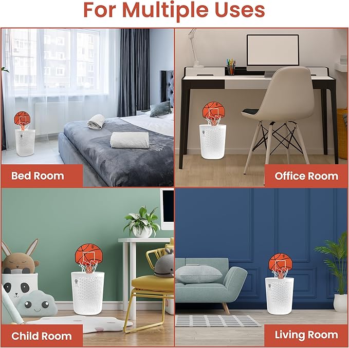 Basketball Trash Can Complete Set – Perfect Basketball Hoop Trash Can Fun Indoor Kids Trash Can and Unique Basketball Birthday Gift