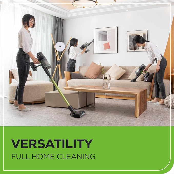 Greenworks 24V Brushless Cordless Stick Vacuum Lightweight Handheld Pet Anti-Allergen HEPA Filtration Hard Floor Carpet Car 4Ah Battery and 30-Minute Charge Time (Green)