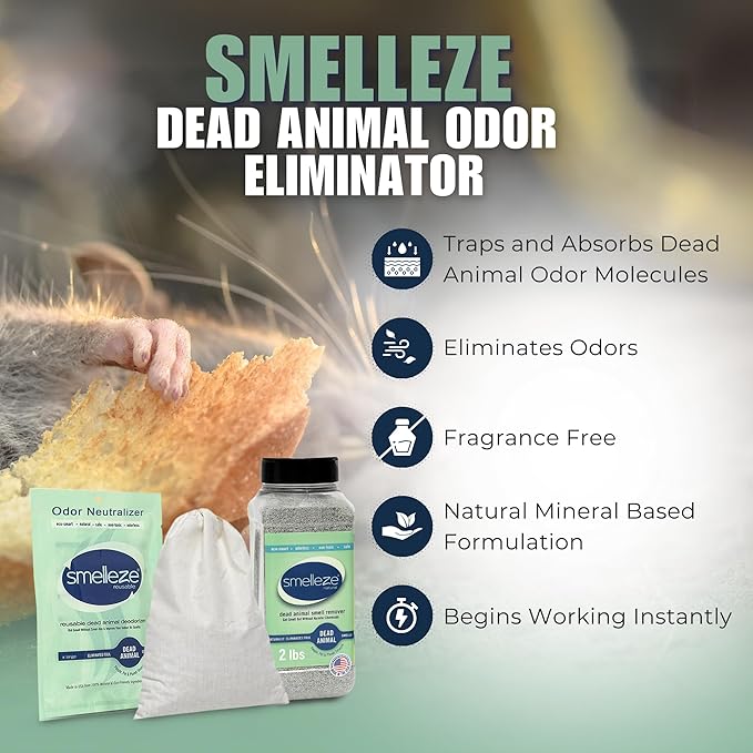 SMELLEZE Ultimate Odor Removal Bundle – 2 lb. Granules + 1 Reusable Pouch | Eliminates Tough Smells | Safe Natural &amp Long-Lasting Indoor &amp Outdoor Odor Control