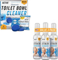 ACTIVE Automatic Toilet Bowl Cleaner Tablets and Messy Kids Stain Remover - Includes 12ct Toilet Cleaning Tablets and 12oz Messy Kids Stain Removal Spray