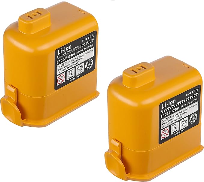 2Packs 25.5V 3000mAh Cordzero A9 Ultimate Battery EAC63382201 EAC63382202 EAC63758601 MEV65921201 for LG A9 Cordless Stick Vacuum Cleaner