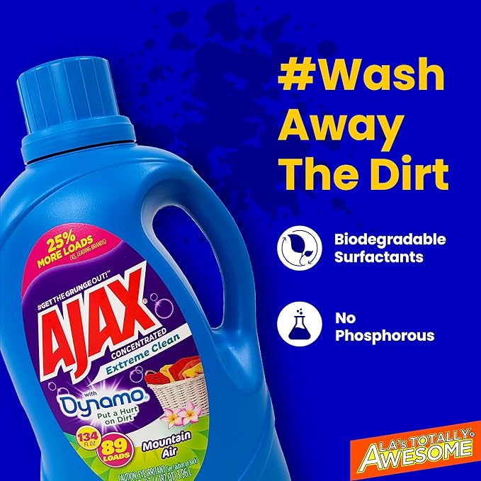 La's Totally Awesome 128oz Cleaner &amp Ajax 134oz Mountain Air Laundry Detergent – Ultimate Home Cleaning &amp Stain Removal Combo for Multi-Surface &amp Laundry Freshness