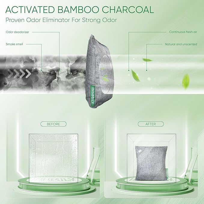 Activated Charcoal Odor Absorber Odor Eliminator for Strong OdorBamboo Charcoal Air Purifying Bags for Home Car Closet Pet Smoke Room Deodorizer (10 x 100g Unscented)