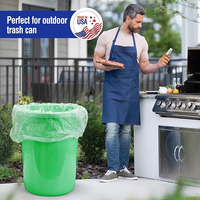 Delxo 40-45 Gallon Clear Trash Bags 250 Count – Medium Duty Garbage Bags Thick Durable &amp Puncture-Resistant Plastic – Made in USA for Kitchen Yard Office &amp Party