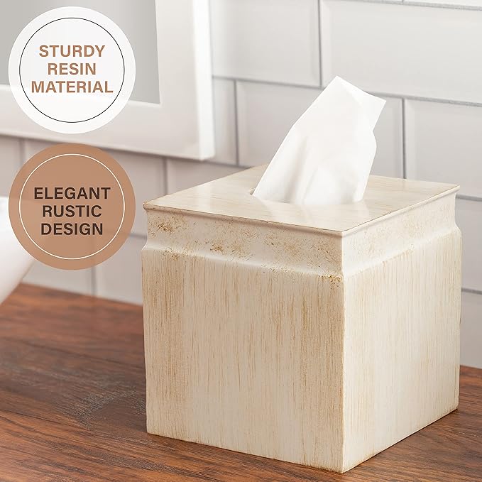 Creative Scents Rustic Luxe Bathroom Accessory Set - 6 Piece Modern Bathroom Sets Accessories Features: Toilet Brush and Holder Tissue Cover Soap Dispenser Toothbrush Holder Soap Dish &amp Tumble