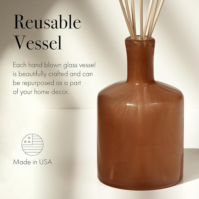 LAFCO New York Signature Reed Diffuser Retreat - 15 oz - Up to 9 Months Fragrance Life - Reusable Hand Blown Glass Vessel - Natural Wood Reeds - Made in The USA