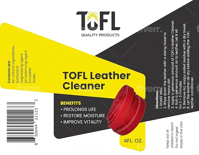 TOFL Leather Cleaner and Conditioner Bundle (4 oz) for Furniture Car &amp Automotive Interior Detailing Leather Clothing &amp Accessories Bags Purses Boots &amp Jacket