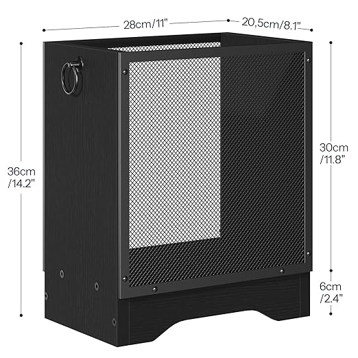 HOOBRO Industrial Trash Can 4.5 Gallon Metal Mesh Waste Basket with Wooden Base Small Garbage Can for Office Bedroom Under Desk Black BB06LJ01