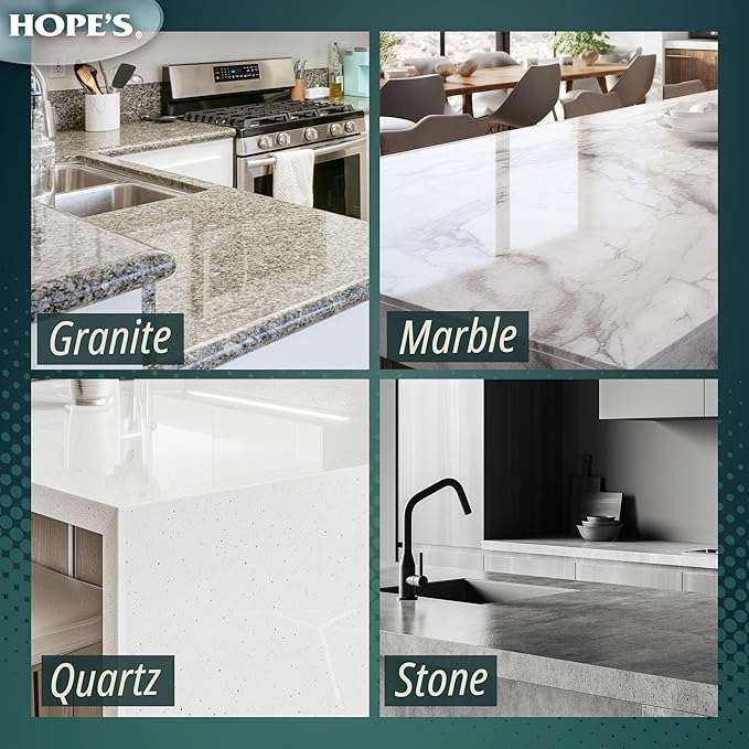 HOPE'S Perfect Granite &amp Marble Countertop Cleaner Stain Remover and Polish Streak-Free Ammonia-Free 22 Ounce 12 Pack