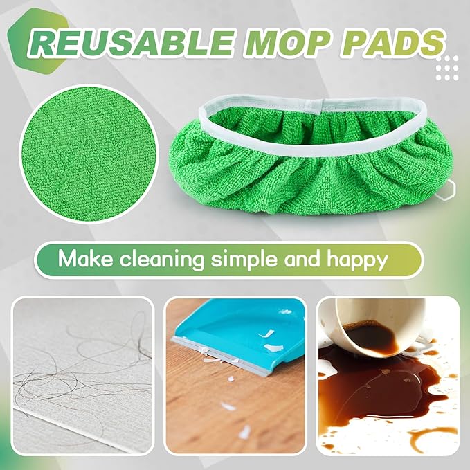 32 Pcs Reusable Mop Pads Microfiber Washable Wet Pads Compatible with Swiffer Refill Dry Sweeping Cloths for Surface Hardwood Floor Household Cleaning Mop is Not Included(Green)