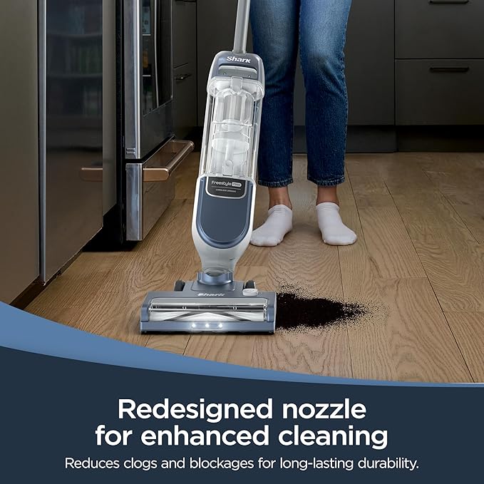Shark Freestyle Max Cordless Upright Vacuum Multi-Surface Cleaning Lightweight Easy Maintenance with Large Dust Cup and 2-Speed Brushroll LED Headlights Nordic Blue SV2002
