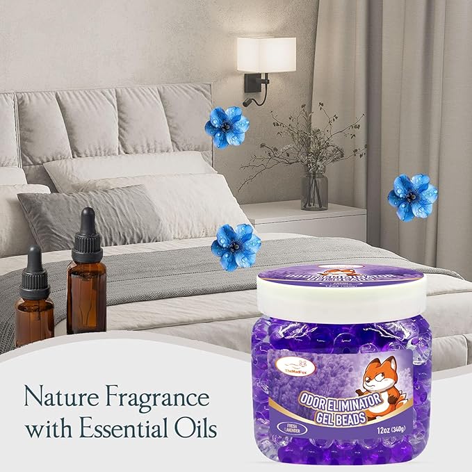 Odor Eliminator Gel Beads 12 oz 6 Pack Air Freshener Beads for Home &amp Car Pet Neutralizes Odors for Bathroom Closet Pet Area &amp RVs Long-Lasting Natural Fresh Lavender