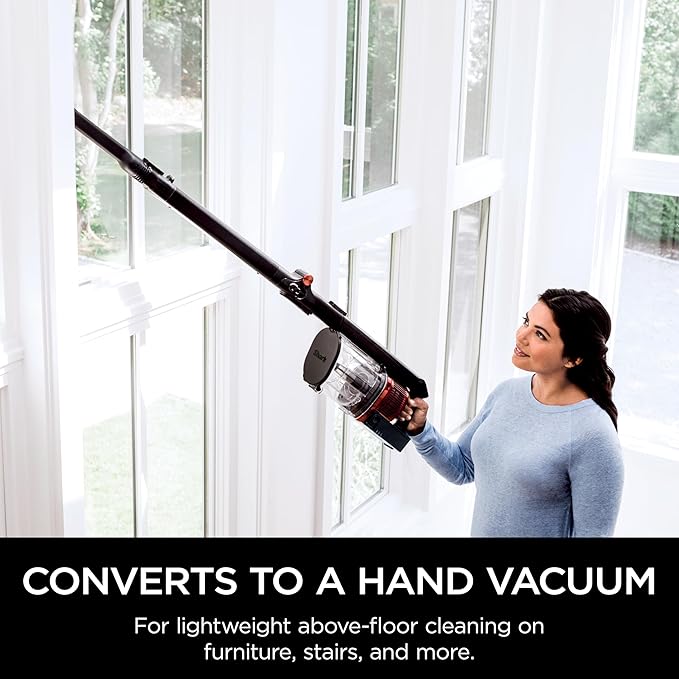 Shark Cordless Vertex Pro Lightweight Cordless Stick Vacuum with DuoClean PowerFins HEPA Fitler Anti-Allergen Complete Seal LED Headlights For Carpets &amp Hardfloors Red IZ662H