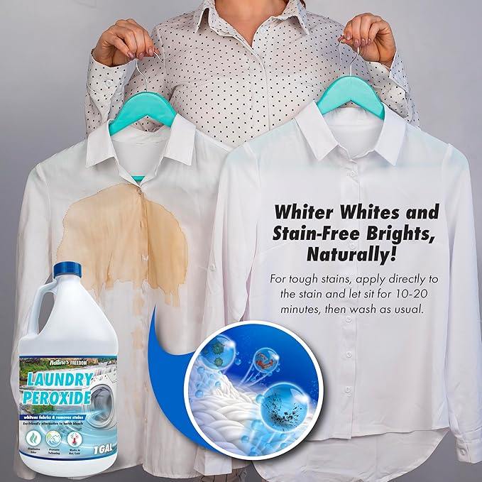 Nature's Freedom Laundry Peroxide Chlorine-Free Whitening Solution Stain and Odor Remover 1 Gallon