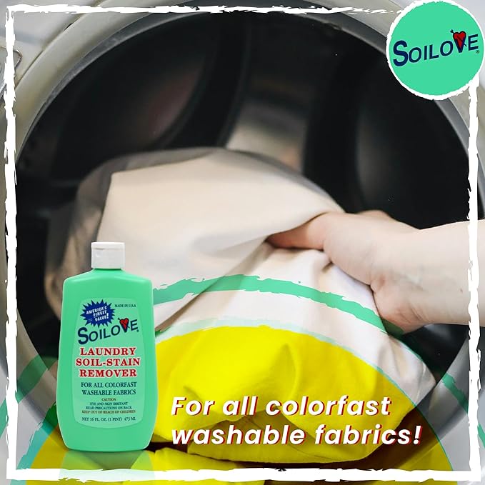 Soilove Laundry Stain Remover Liquid – 6 Bottles (16oz) – Powerful Prewash for Blood Grease Ink Grass Food &amp More – Advanced formula clothes stain remover