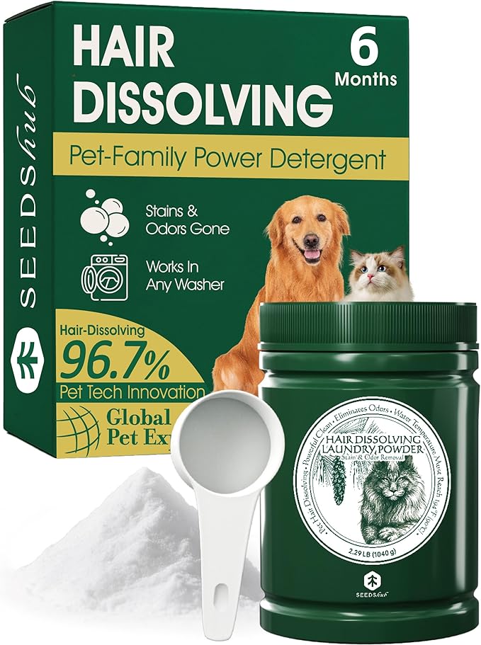 Pet Hair Remover for Laundry - Dog &amp Cat 96.7% Hair Dissolution Detergent + Stain Remover 6-Month Supply HE/Top/Front-Load Compatible Removes Residue &amp Odors Septic Safe
