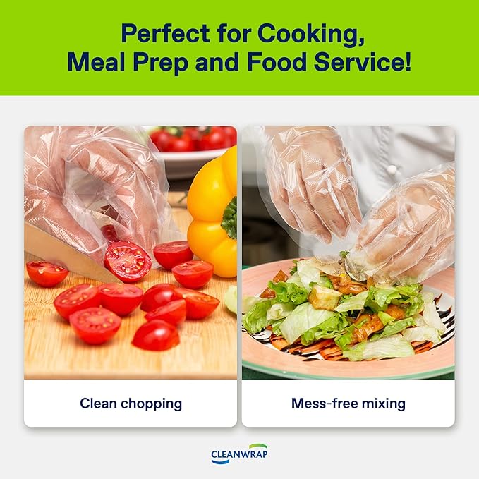 CLEANWRAP Disposable Gloves - LDPE BPA FREE (1000 Piece) + Zipper Bag (Medium 90 Bags) | Food Service Gloves Clean Gloves Disposable Disposable Plastic Gloves Korean Clean Vinyl Glove Plastic Gl
