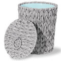 Plastic Wicker Trash Can with Lid - 2.6 Gallon Small Garbage Can with Removable Liner Bucket for Bedroom Bathroom Living Room - Boho Hand Woven Waste Basket for Home Office Grey