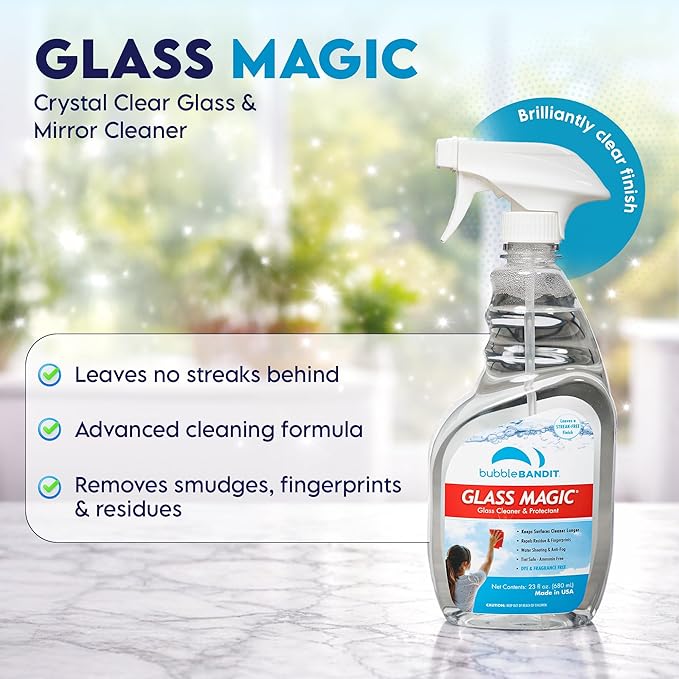 Glass Cleaner Spray Bottle 23 Fl Oz | Streak Free Window Cleaner | Fresh Scent Removes Fingerprints Dust Dirt Smoke Film Ammonia Free