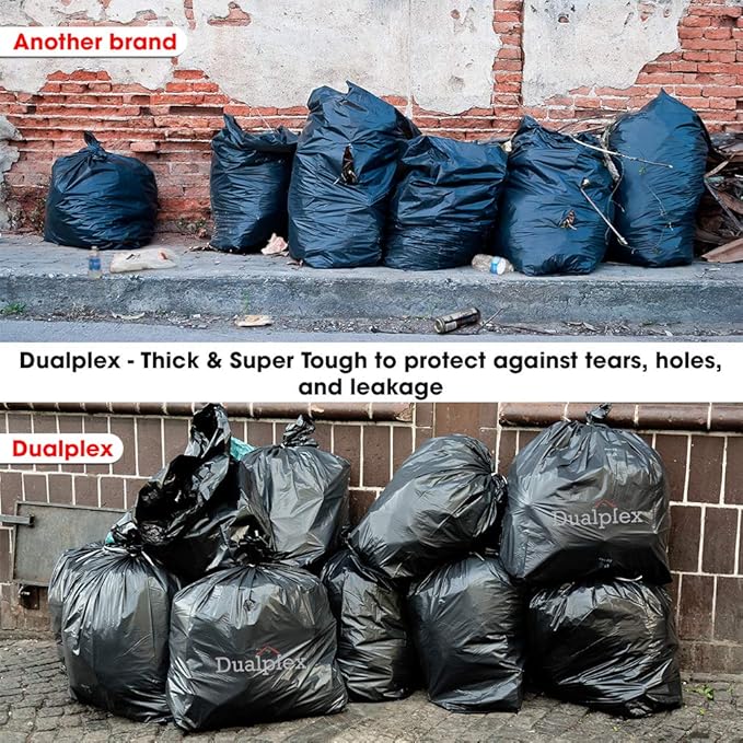 Dualplex 45-48 Gallon Black Trash Bags for Toter 1.5 Mil Garbage Bag 50 Bags Per Case 46 X 54