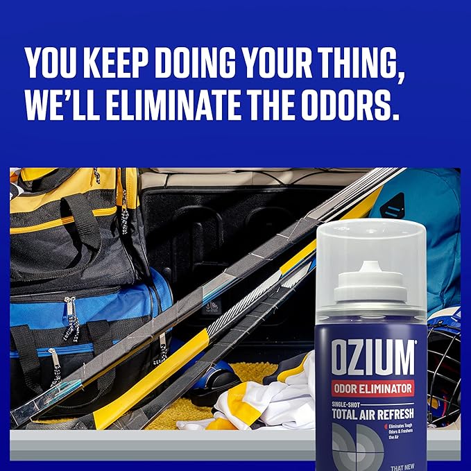 Ozium Air Sanitizer 2 oz Car Fogger: Single-Shot Smoke Odor Eliminator &amp Car Air Freshener (New Car Smell 4 Packs)
