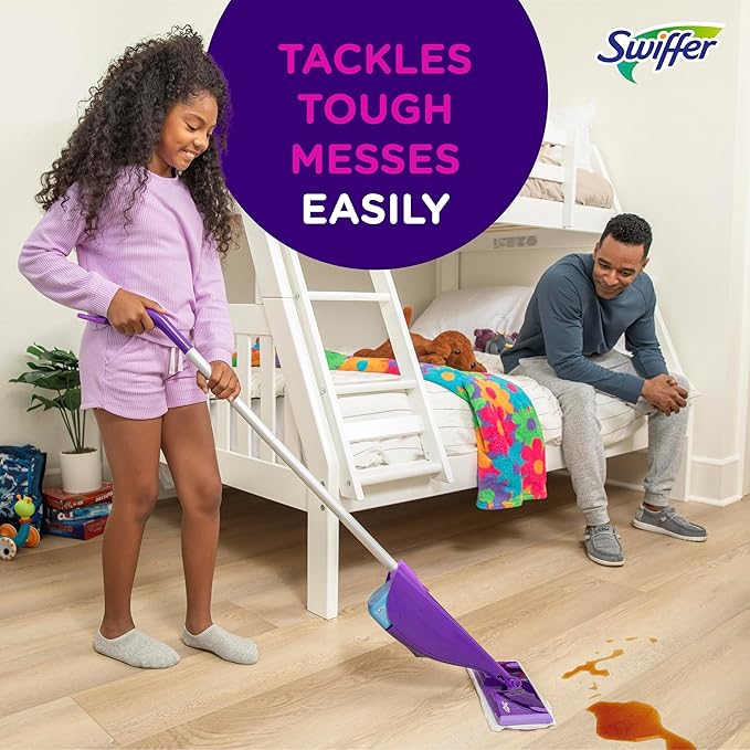 Swiffer WetJet Hardwood and Floor Spray Mop Cleaner Starter Kit Includes: 1 Power Mop 10 Pads Cleaning Solution Batteries