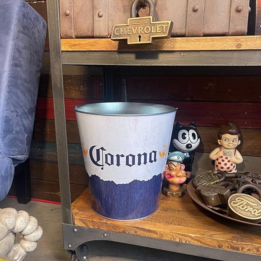 SOTT Corona Tapered Metal Trash Bin Wastebasket Vintage Inspired Retro Home Decor (10.5 Dia x 11 Tall)