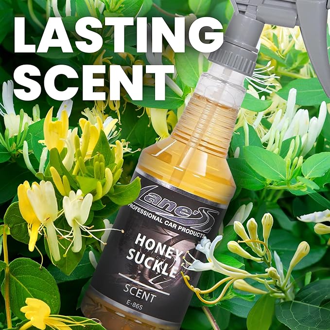 Lane's Premium Car Air Fresheners - Honeysuckle Scent Water Based - 32oz Eliminate Bad Odors of Pet &amp Food From Car Interior Leather Carpet Upholstery Great For Cars Trucks SUVs RVs &amp Mor