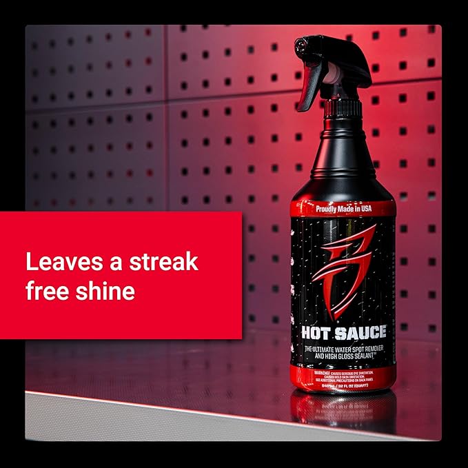 Boat Bling Hot Sauce Premium Hard Water Spot Remover w/High-Gloss Wax Sealants 32 oz. black
