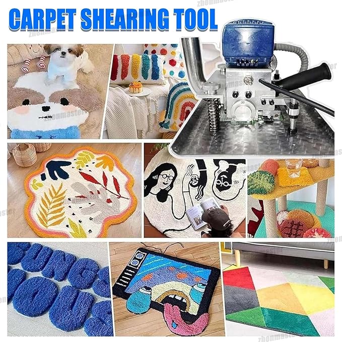 Professional Carpet Flattening &amp Shearing Machine 500w Portable Flatbed Rug Trimmer with 15000 Rpm for Fast Pile Removal Adjustable Height for Tufted Textile Carpet Making