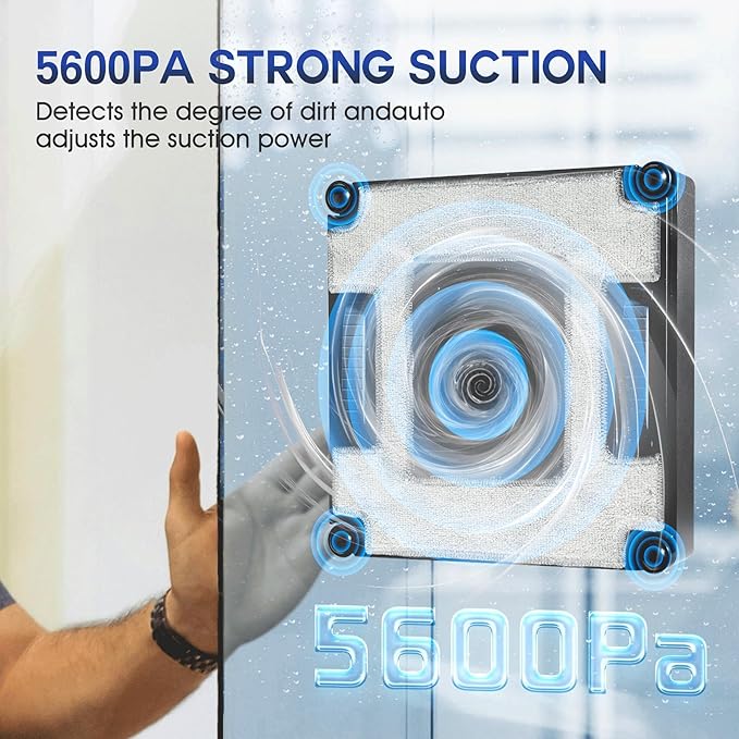 2026 New Window Cleaning Robot -Ultimate 6-Nozzle Precision Spray 5600Pa Suction Edge Detection &amp UPS Safety automatic window cleanerPerfect for Frameless/Frosted Glass High-Rise Windows